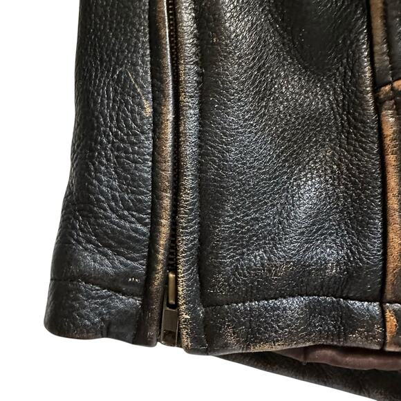VTG 90s Wilsons M Julian Distressed Cafe Racer Leather Moto Jacket Dark Brown L - Picture 16 of 16